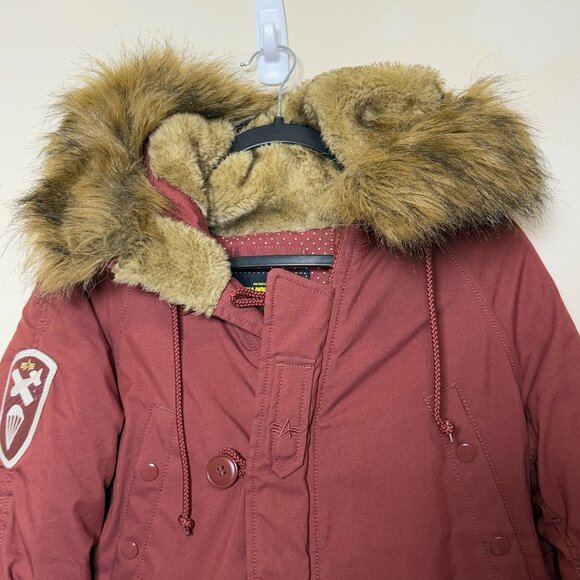 Alpha Industries Altitude Parka Jacket Red sz XS women’s - Picture 2 of 12
